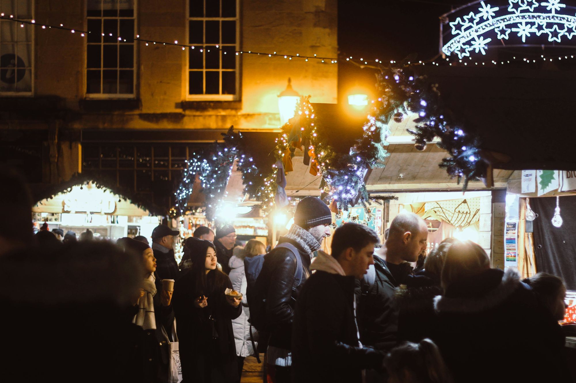 Visitors at a Christmas market